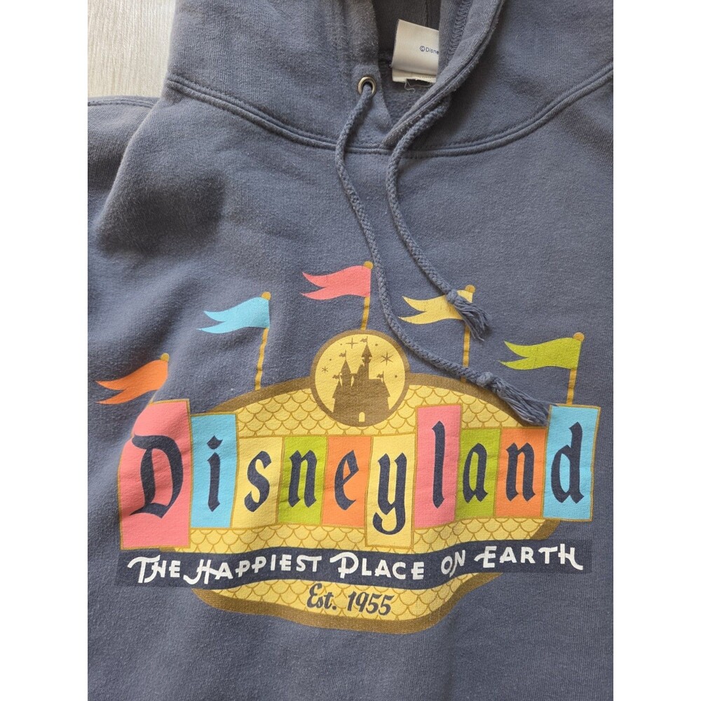 VTG Disneyland 50th Anniversary Resort Hoodie Blue Pullover Castle Adult L GUC - Picture 2 of 9